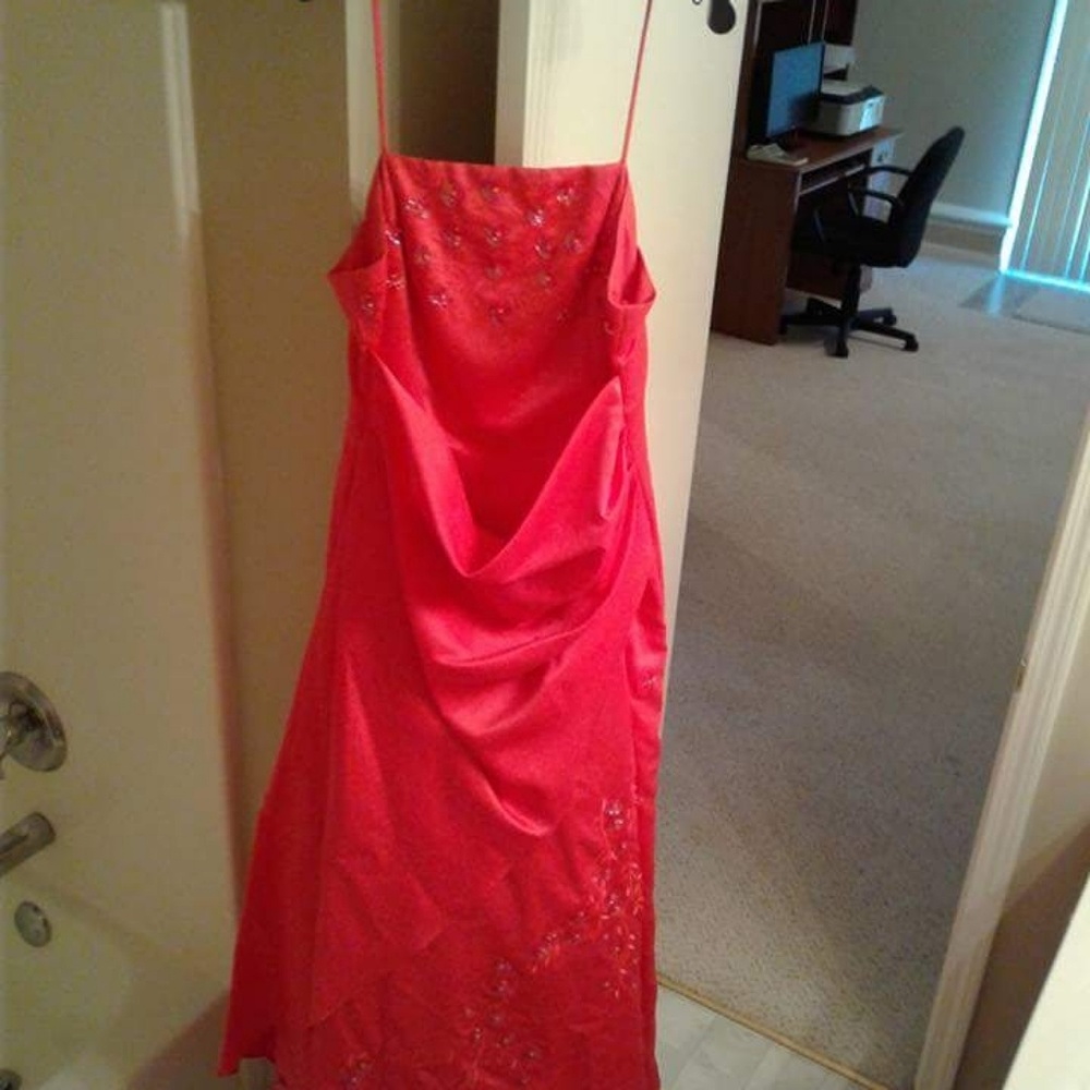 Rose pink prom dress